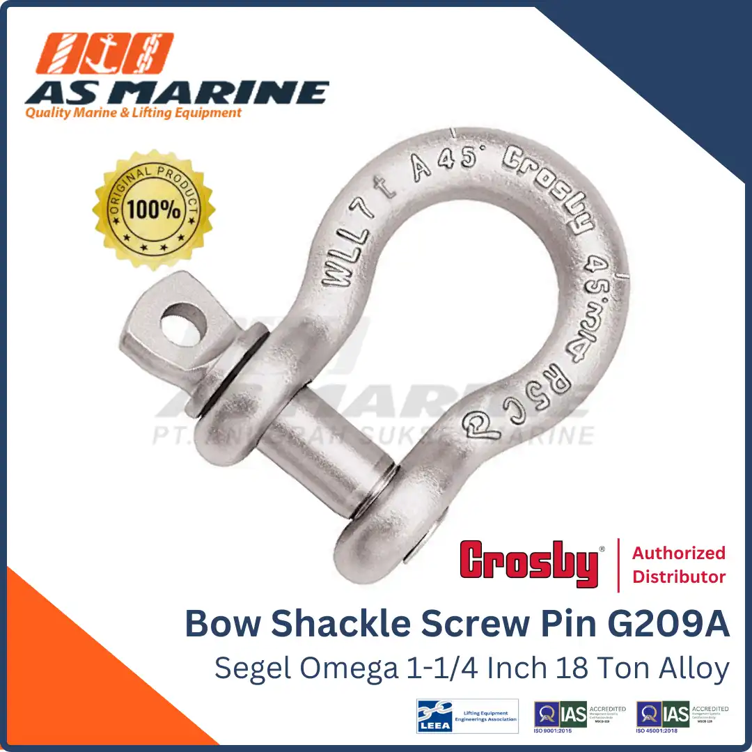 Bow Shackle / Segel Omega Crosby G209A Alloy Screw PIN 1-1/4 Inch 18 Ton